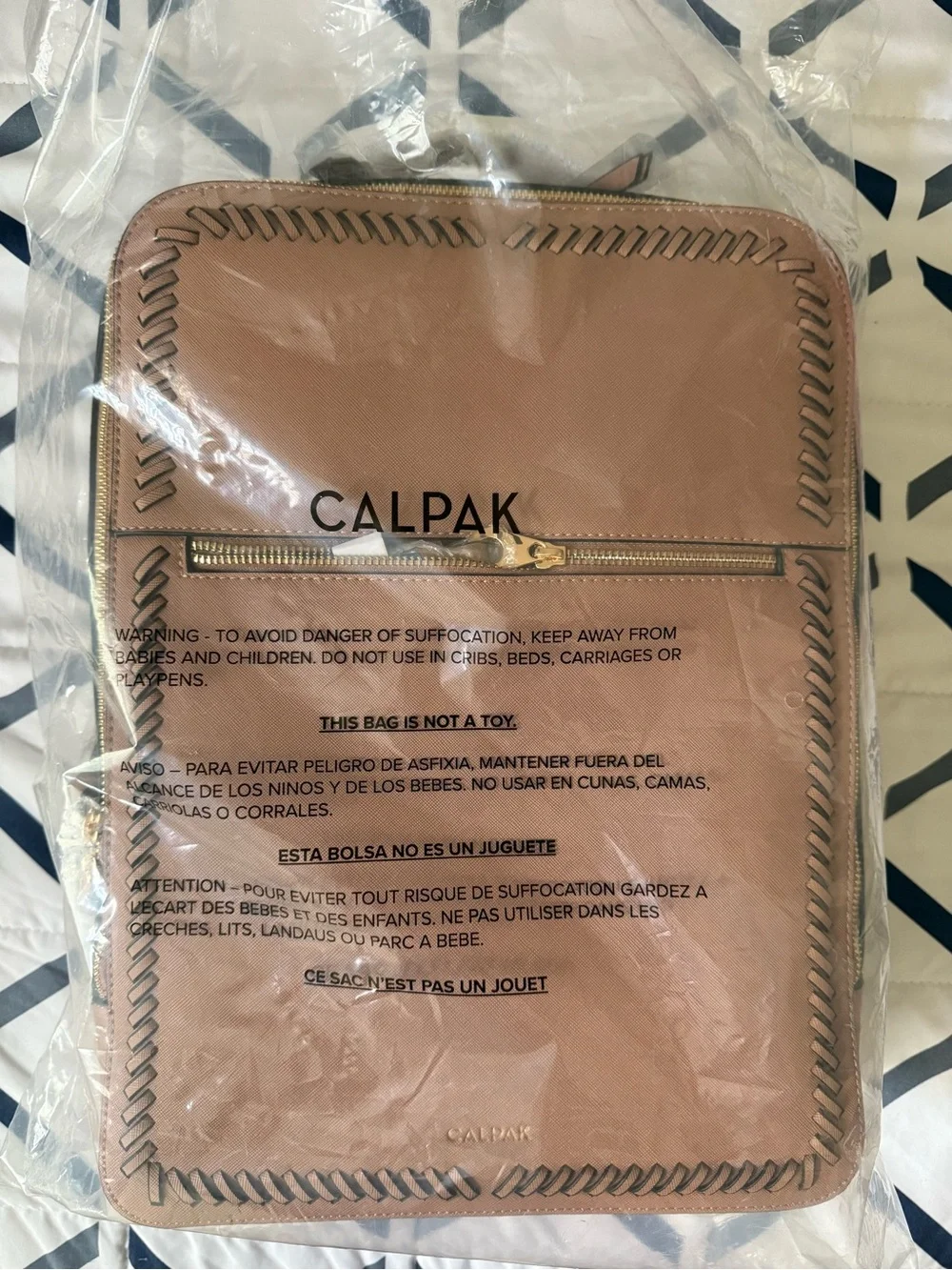Calpak Cognac Tan Braided-Trim 15” Laptop Backpack